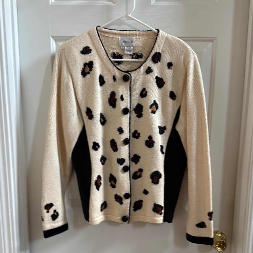 Just B. Leopard Print Cardigan Sweater